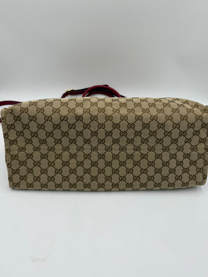 Gucci-Borsa-Tote-Soft-in-Tela-GG-Supreme-e-Pelle-Martellata-Rossa-70420575486276 - Pally Vintage Closet