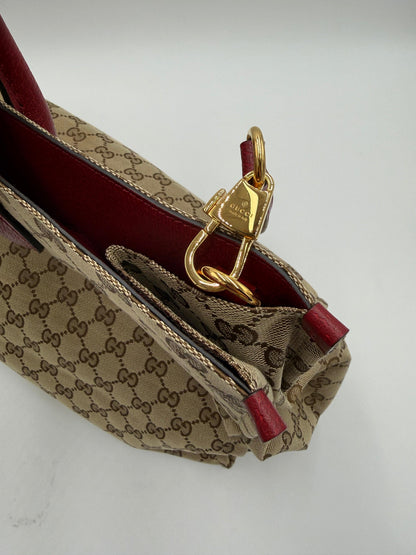 Gucci-Borsa-Tote-Soft-in-Tela-GG-Supreme-e-Pelle-Martellata-Rossa-70420575617348 - Pally Vintage Closet
