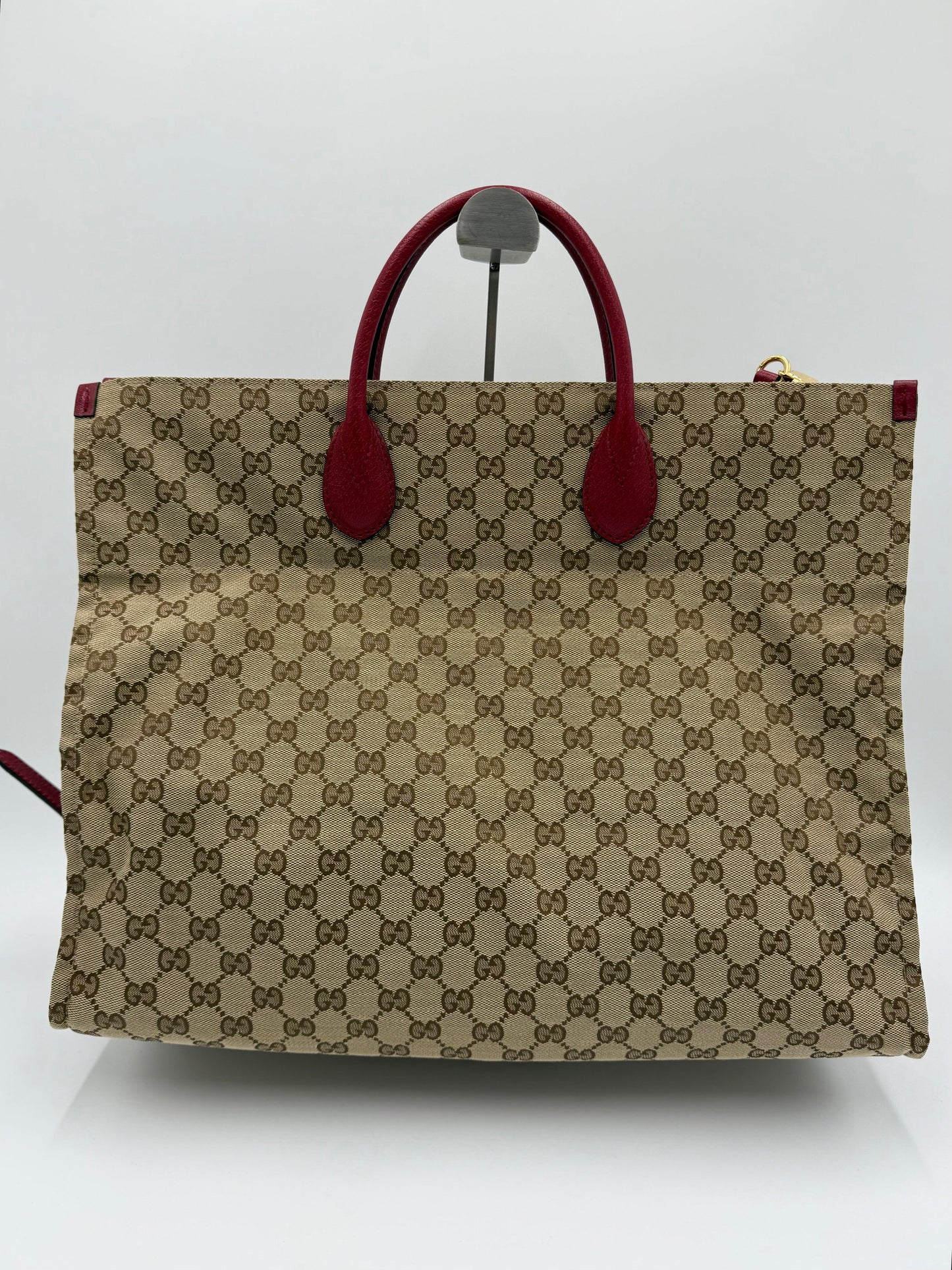 Gucci-Borsa-Tote-Soft-in-Tela-GG-Supreme-e-Pelle-Martellata-Rossa-70420579582276 - Pally Vintage Closet