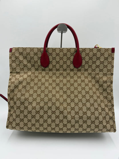 Gucci-Borsa-Tote-Soft-in-Tela-GG-Supreme-e-Pelle-Martellata-Rossa-70420579582276 - Pally Vintage Closet
