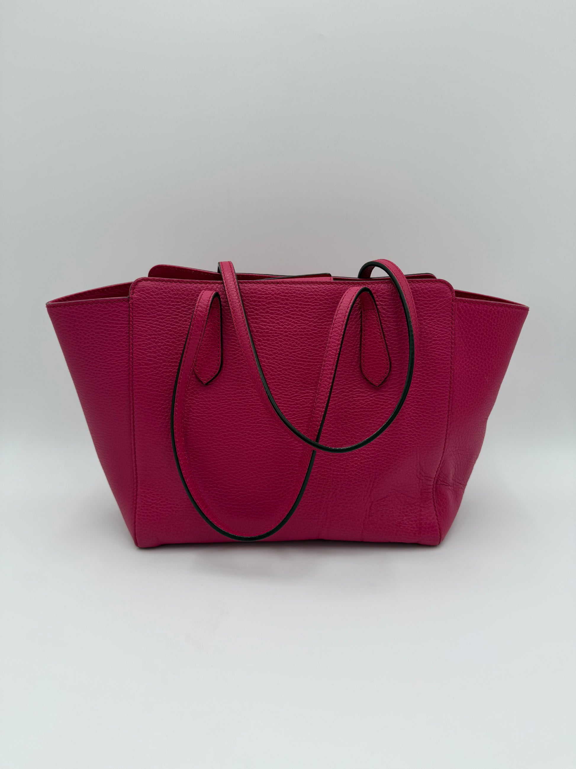 Gucci Borsa Tote Swing Media in Pelle Martellata Fucsia - Pally Vintage Closet