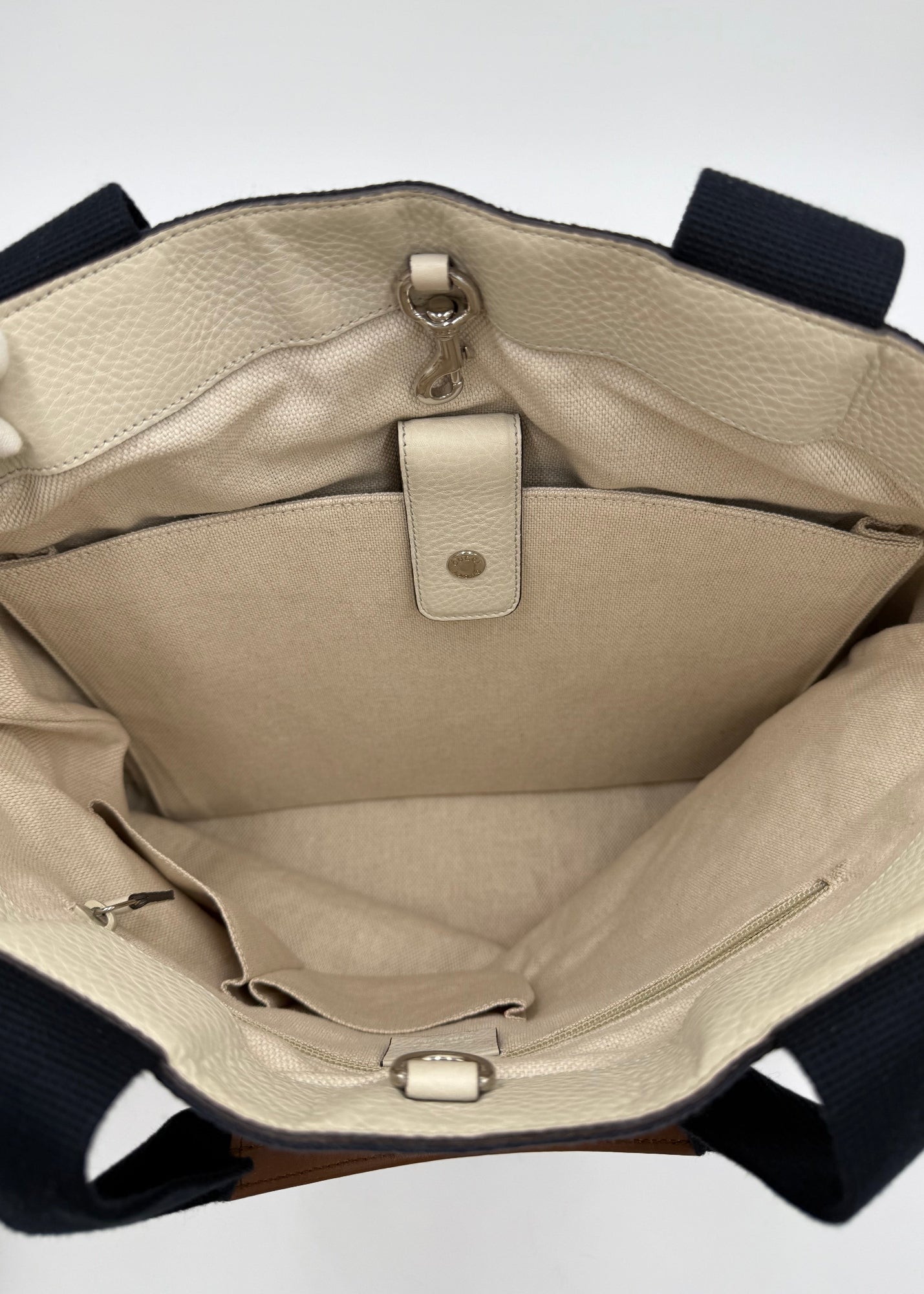 Gucci Borsa Tote Vintage in Pelle Avorio con Dettagli Web