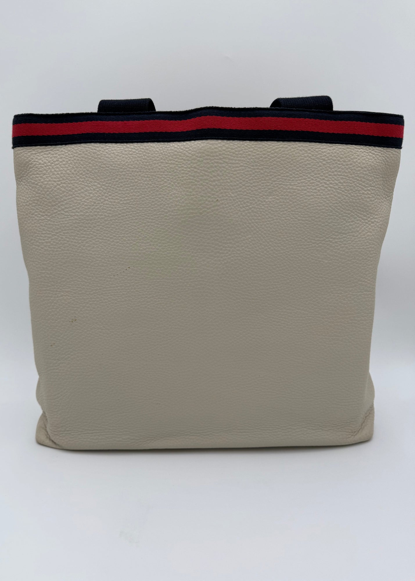 Gucci Borsa Tote Vintage in Pelle Avorio con Dettagli Web