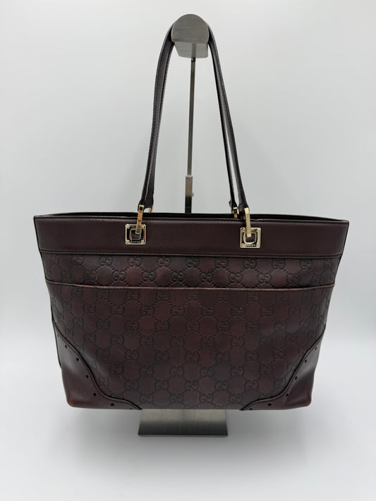 Gucci Borsa Tote Vintage in Pelle Guccissima Marrone Cioccolato - Pally Vintage Closet