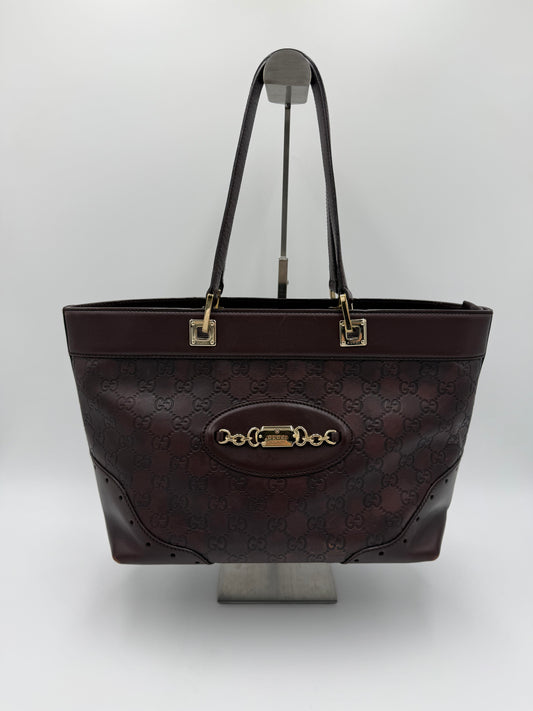 Gucci Borsa Tote Vintage in Pelle Guccissima Marrone Cioccolato - Pally Vintage Closet