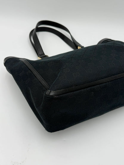 Gucci-Borsa-Tote-Vintage-in-Tela-GG-Monogram-e-Pelle-Nera-69515580965188 - Pally Vintage Closet