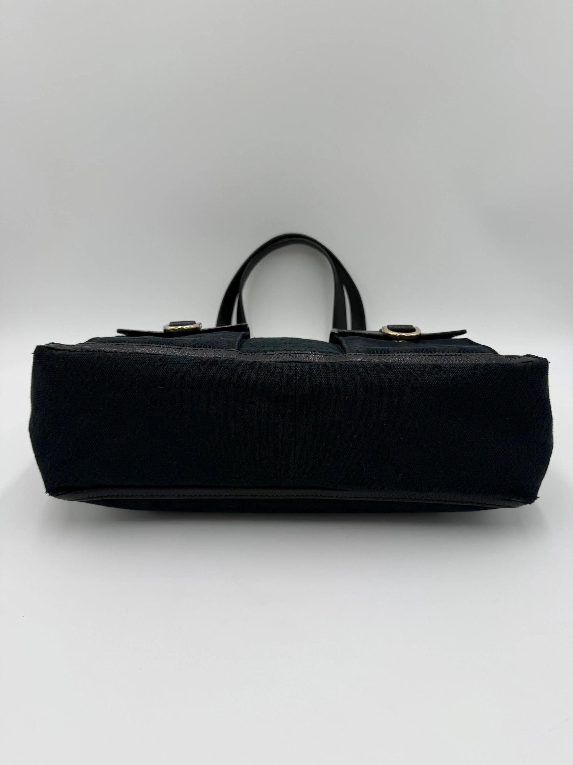 Gucci-Borsa-Tote-Vintage-in-Tela-GG-Monogram-e-Pelle-Nera-69515581063492 - Pally Vintage Closet
