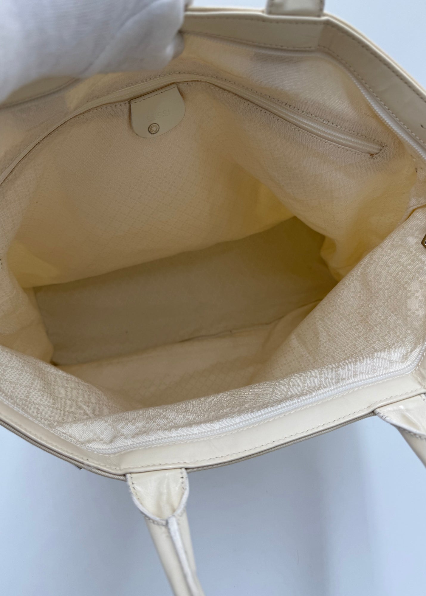 Gucci Borsa Tote Vintage in Tela e Pelle Avorio