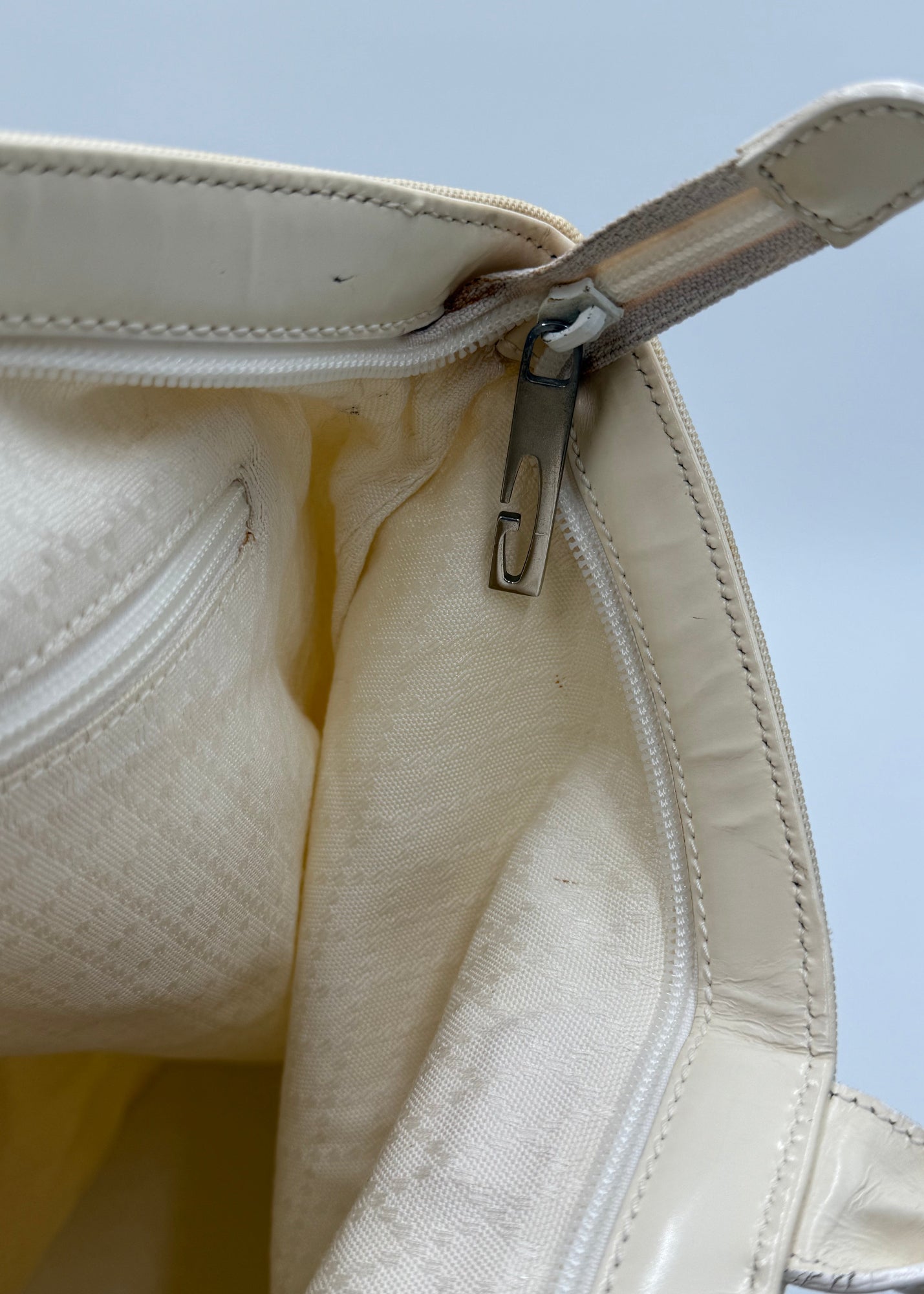 Gucci Borsa Tote Vintage in Tela e Pelle Avorio