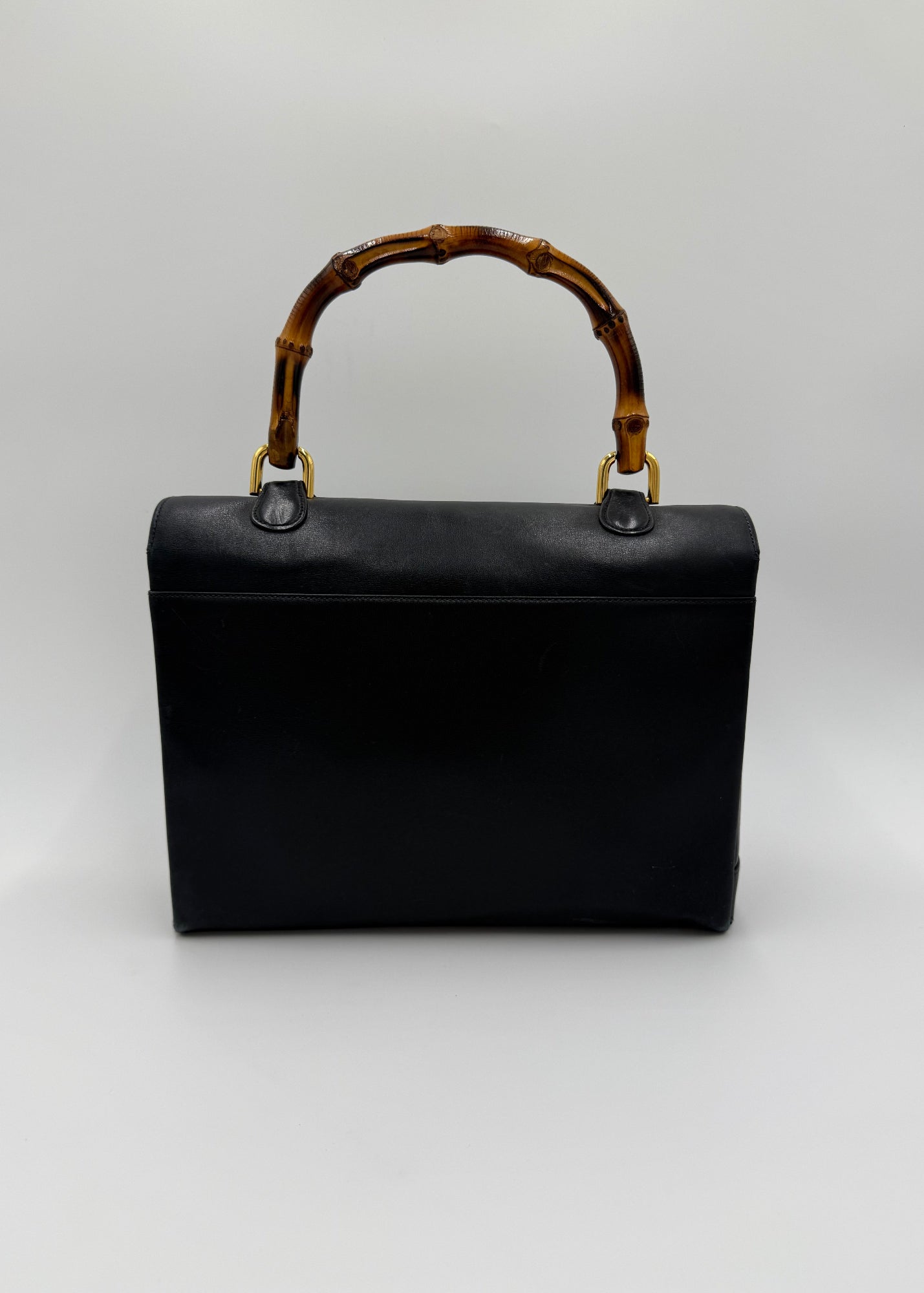 Gucci Borsa Vintage Bamboo Top Handle Blu Navy