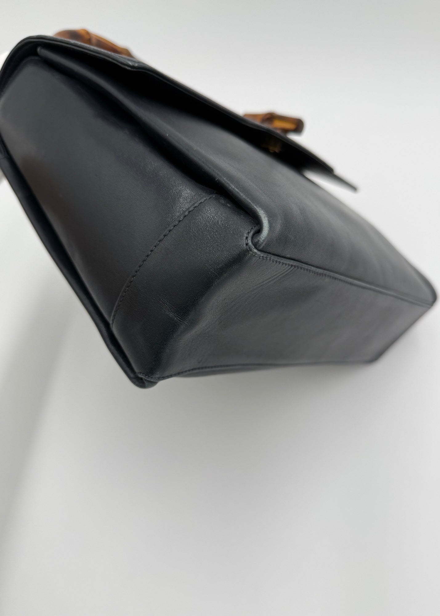 Gucci Borsa Vintage Bamboo Top Handle Blu Navy