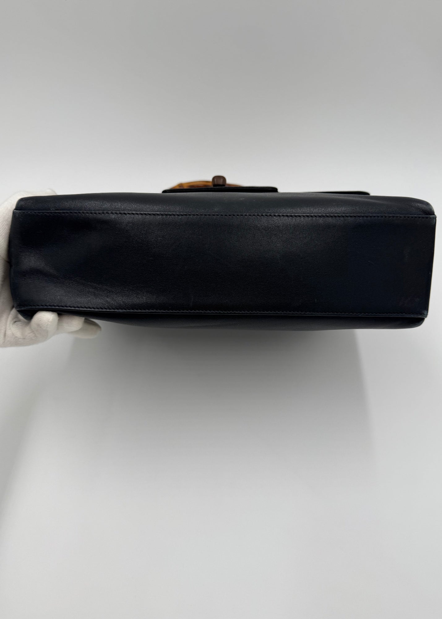 Gucci Borsa Vintage Bamboo Top Handle Blu Navy