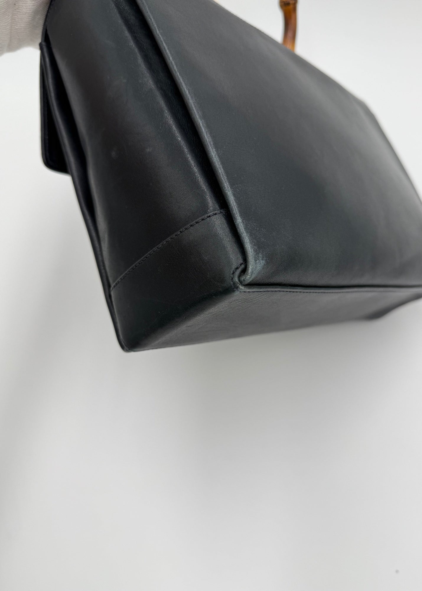 Gucci Borsa Vintage Bamboo Top Handle Blu Navy