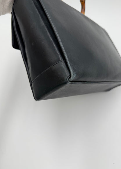 Gucci Borsa Vintage Bamboo Top Handle Blu Navy