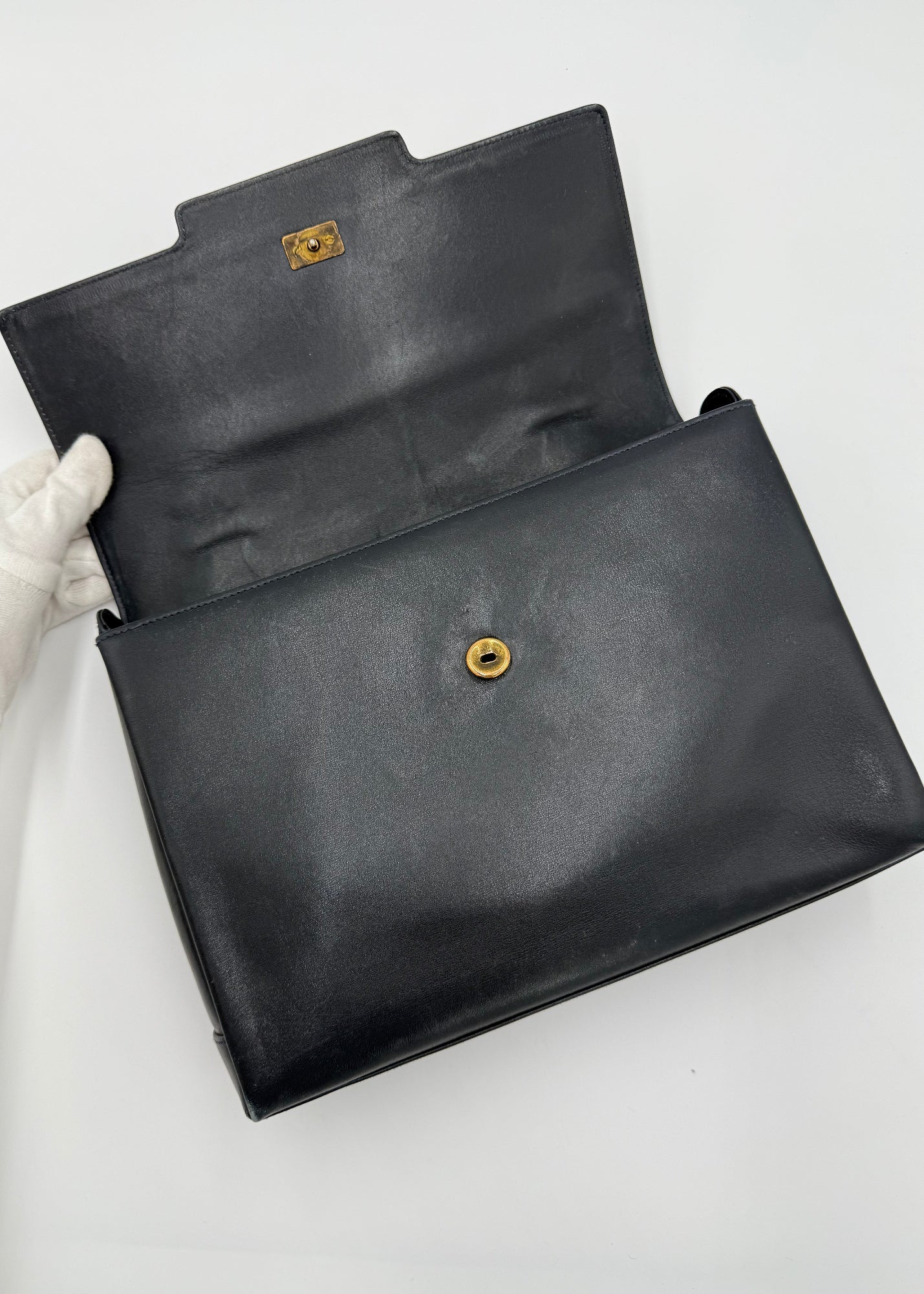 Gucci Borsa Vintage Bamboo Top Handle Blu Navy