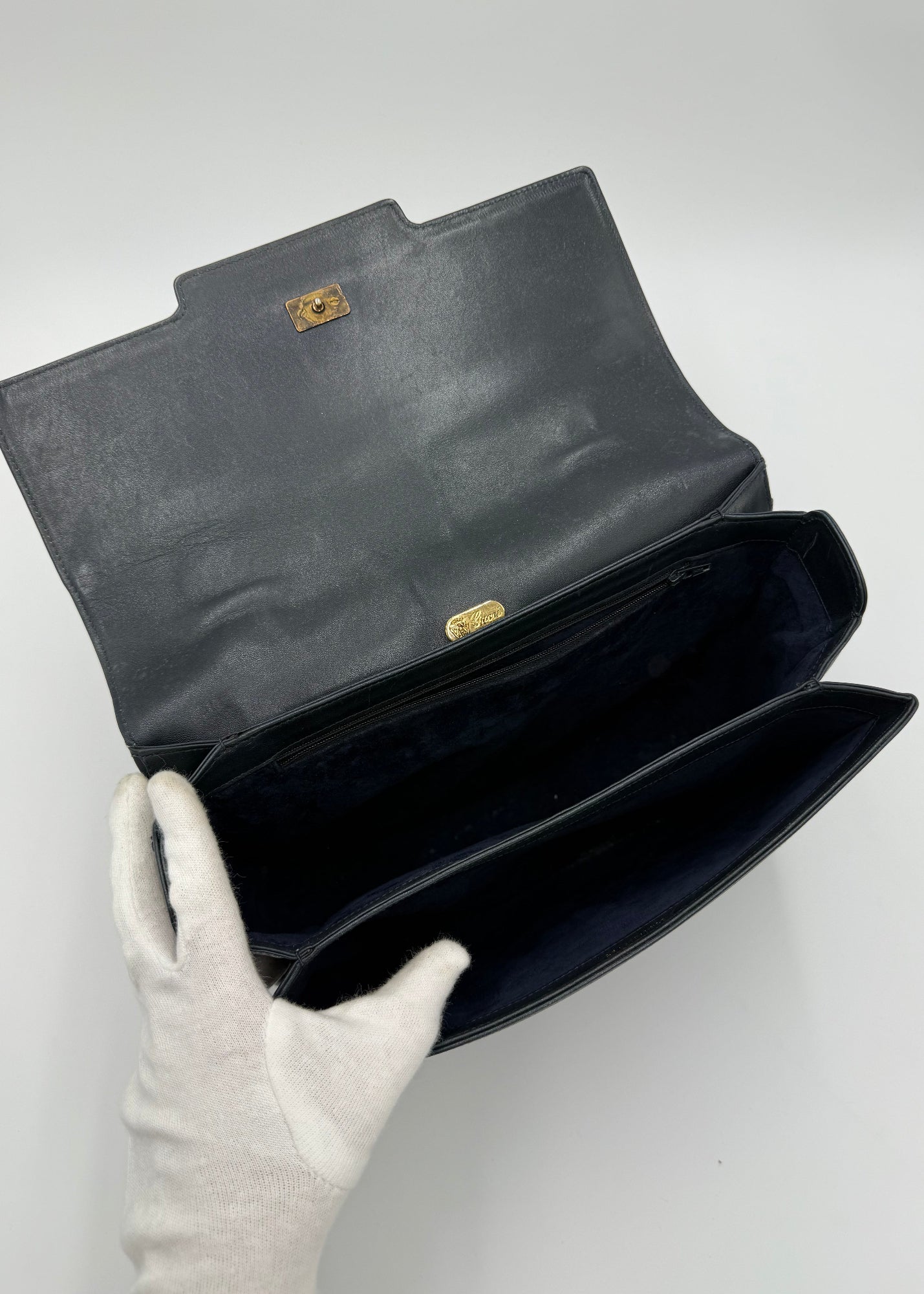 Gucci Borsa Vintage Bamboo Top Handle Blu Navy