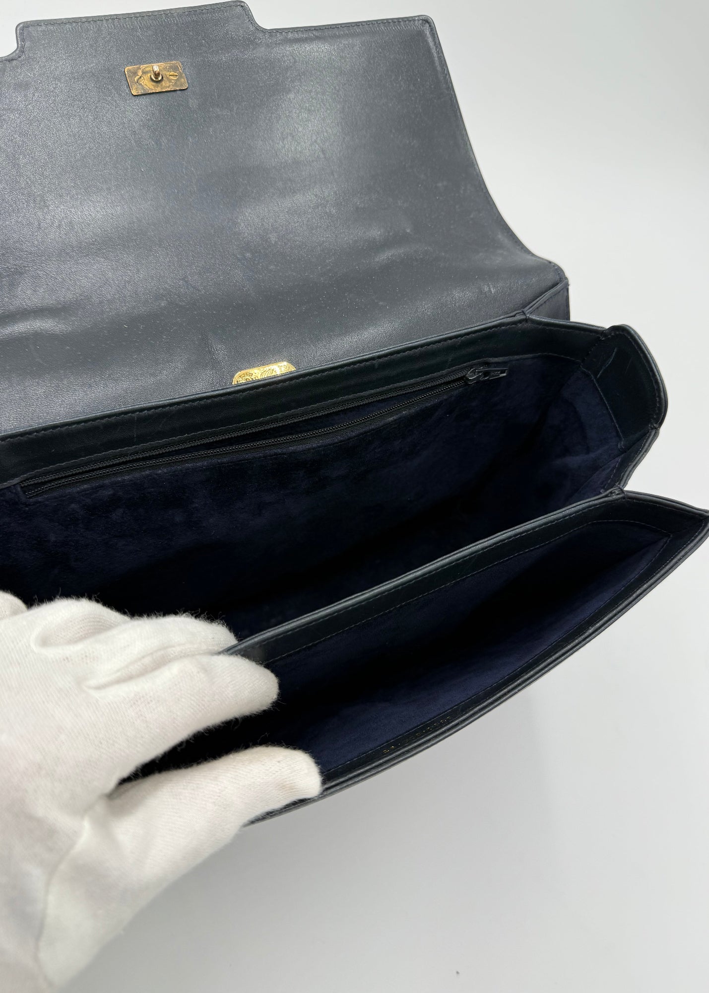 Gucci Borsa Vintage Bamboo Top Handle Blu Navy