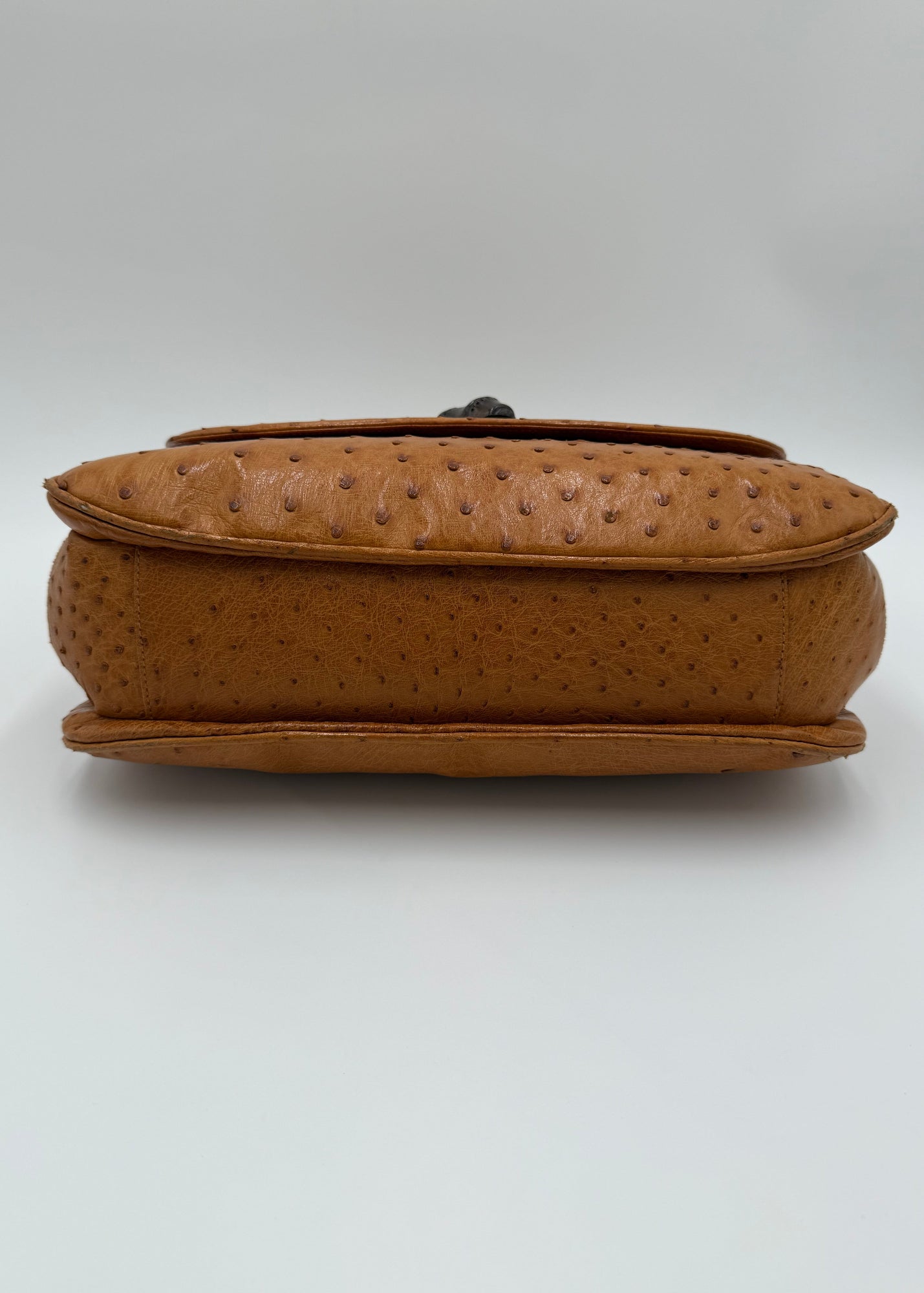 Gucci Borsa Vintage Convertible Bamboo Top Handle in Struzzo Cognac