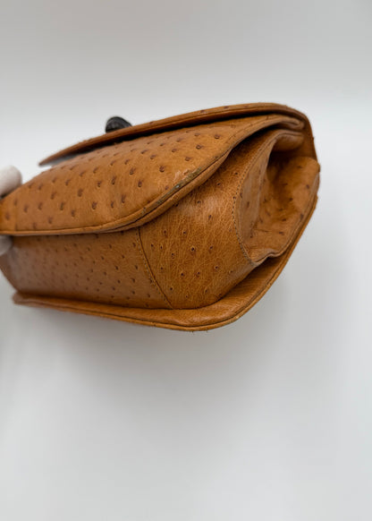 Gucci Borsa Vintage Convertible Bamboo Top Handle in Struzzo Cognac