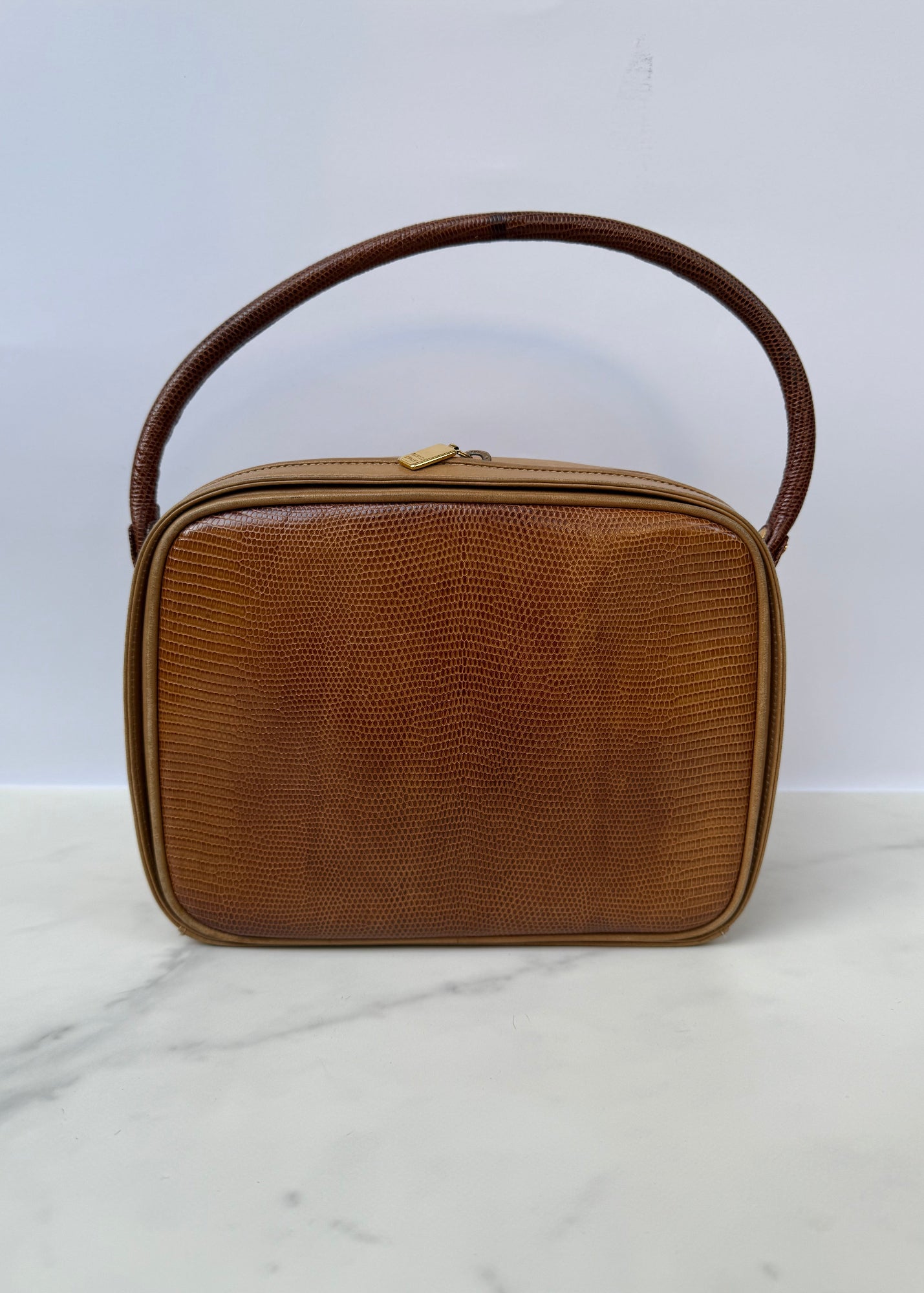 Gucci Borsa Vintage Top Handle Lucertola Marrone