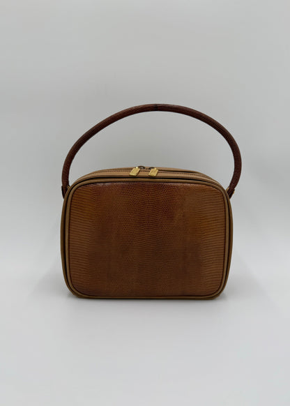 Gucci Borsa Vintage Top Handle Lucertola Marrone