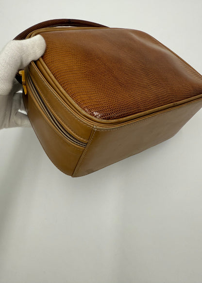 Gucci Borsa Vintage Top Handle Lucertola Marrone