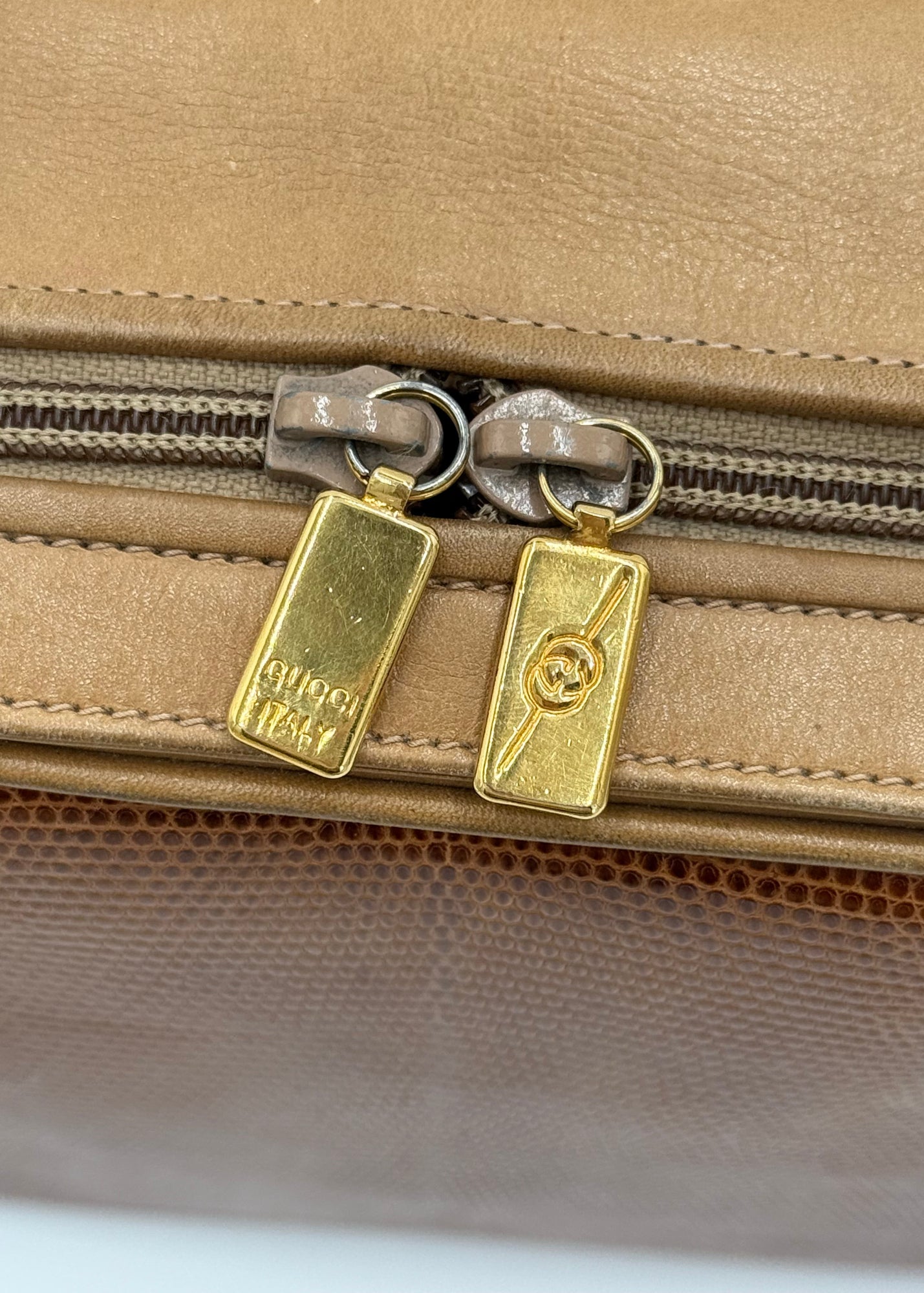 Gucci Borsa Vintage Top Handle Lucertola Marrone