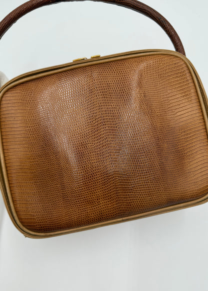 Gucci Borsa Vintage Top Handle Lucertola Marrone