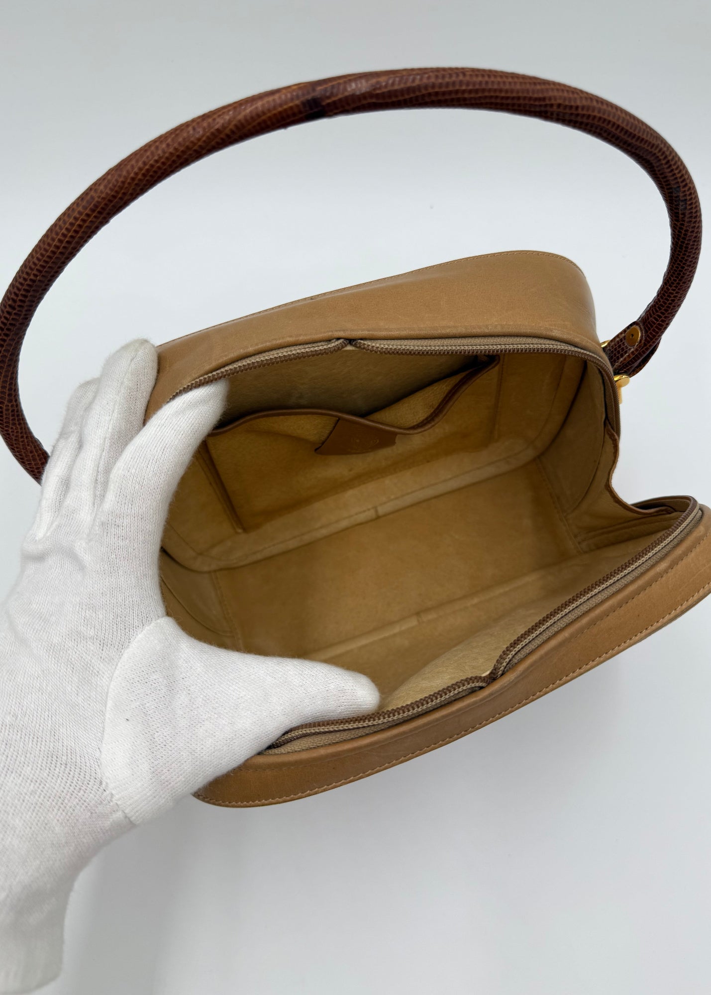 Gucci Borsa Vintage Top Handle Lucertola Marrone