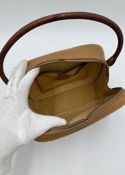 Gucci Borsa Vintage Top Handle Lucertola Marrone