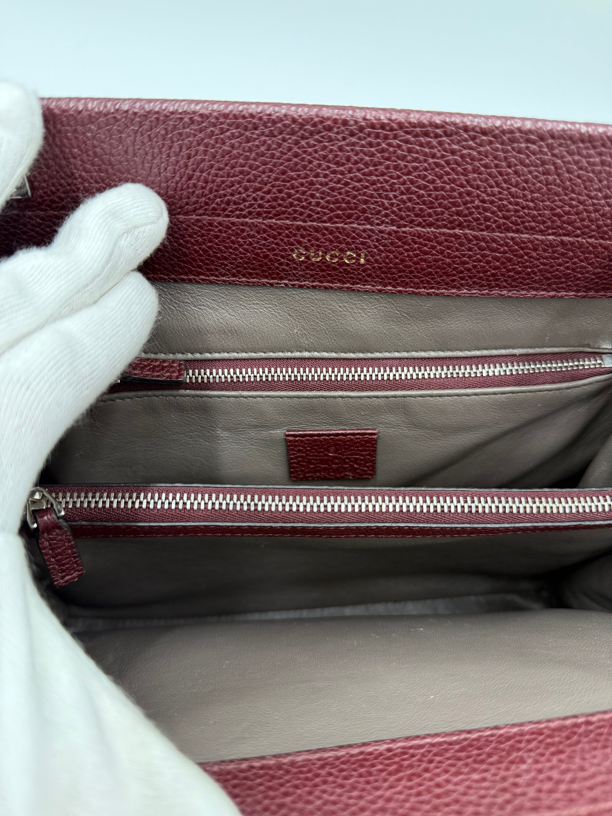 Gucci Borsa Zumi Tote in Pelle Granulata Bordeaux - Pally Vintage Closet