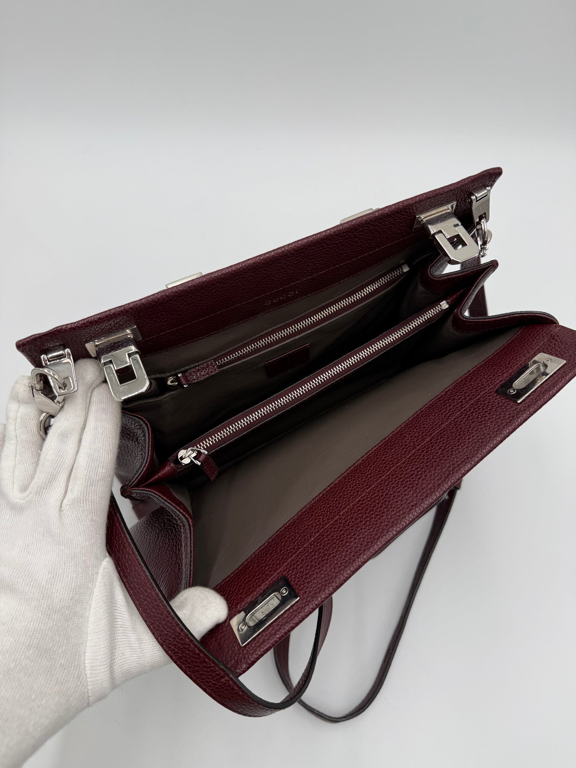 Gucci Borsa Zumi Tote in Pelle Granulata Bordeaux - Pally Vintage Closet