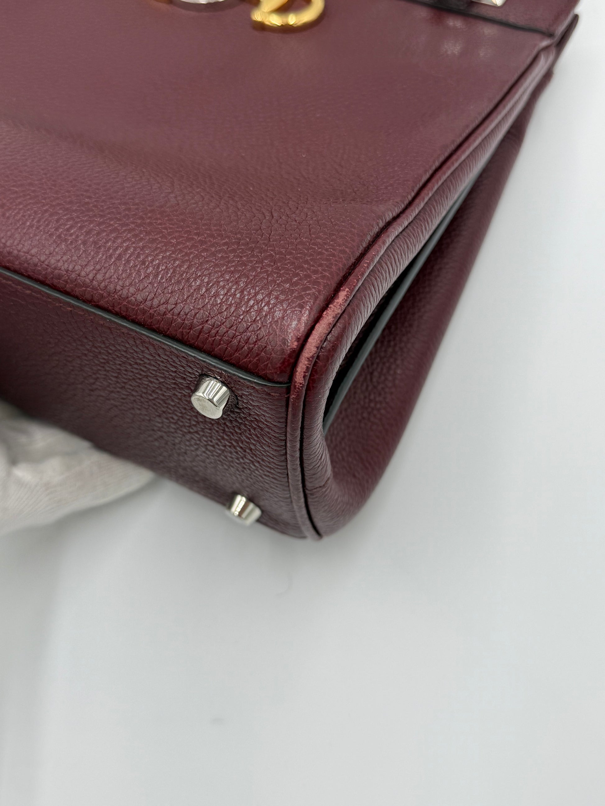 Gucci Borsa Zumi Tote in Pelle Granulata Bordeaux - Pally Vintage Closet