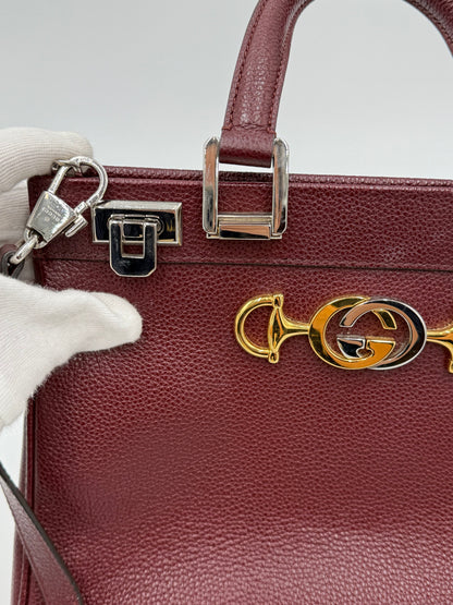 Gucci Borsa Zumi Tote in Pelle Granulata Bordeaux - Pally Vintage Closet
