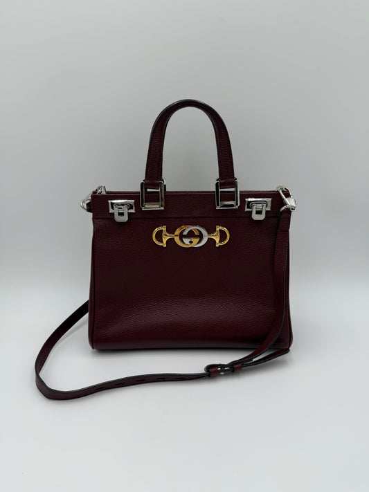 Gucci Borsa Zumi Tote in Pelle Granulata Bordeaux - Pally Vintage Closet