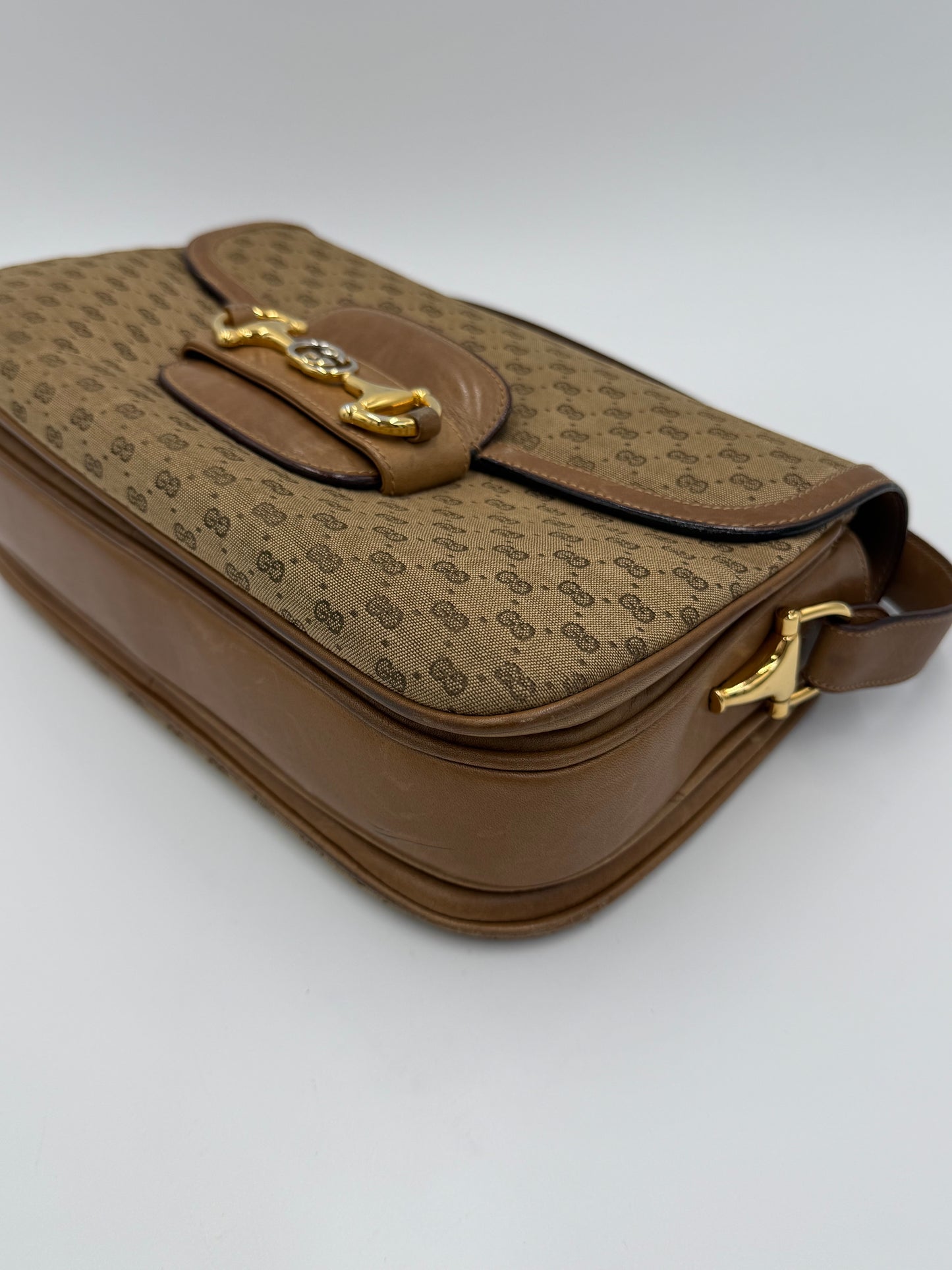 Gucci Borsa a Spalla Horsebit Vintage con Logo GG Beige - Pally Vintage Closet