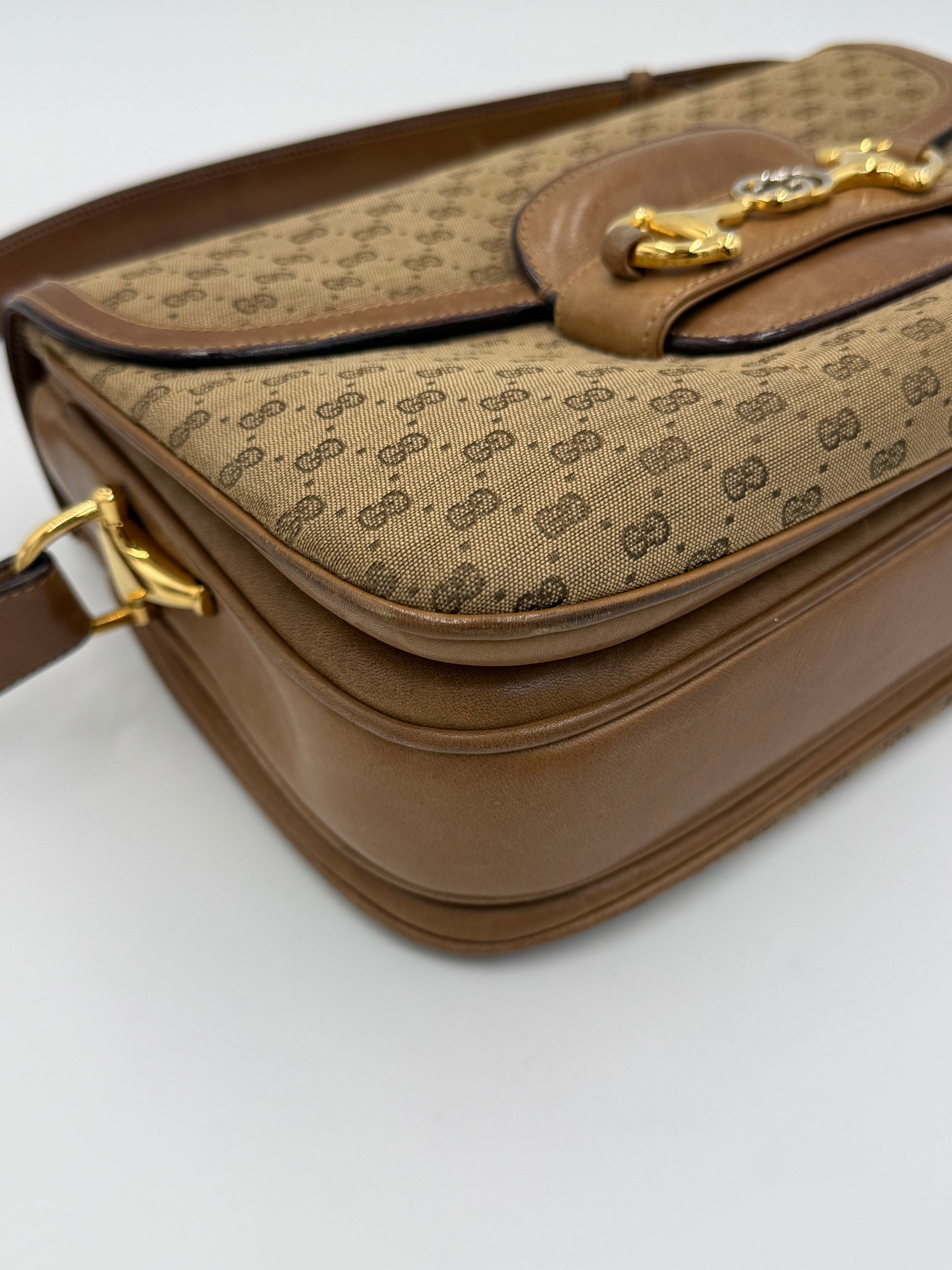 Gucci Borsa a Spalla Horsebit Vintage con Logo GG Beige - Pally Vintage Closet