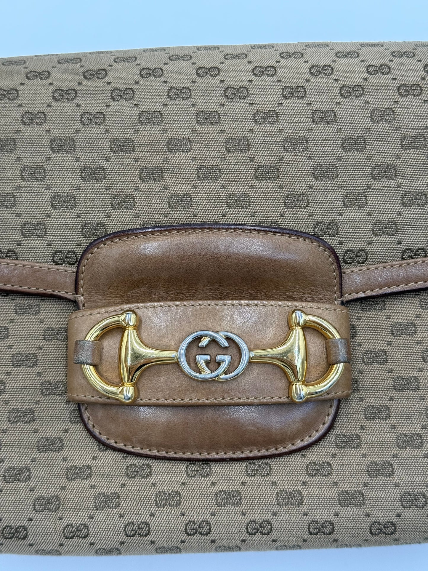 Gucci Borsa a Spalla Horsebit Vintage con Logo GG Beige - Pally Vintage Closet