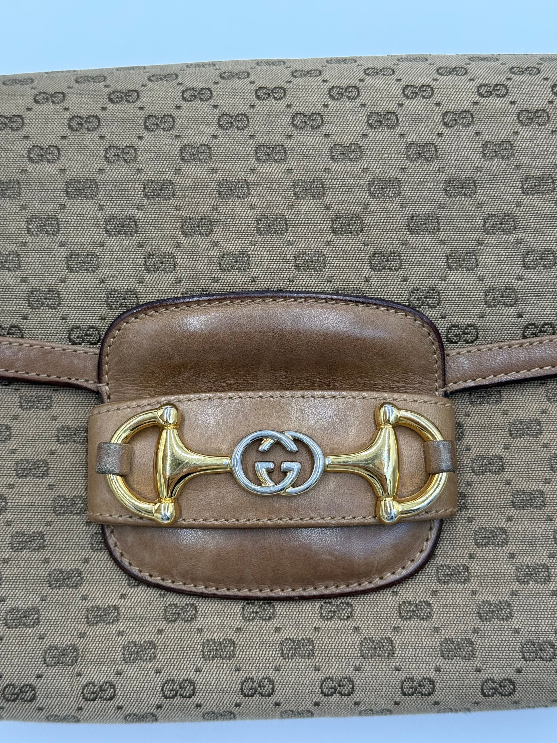 Gucci Borsa a Spalla Horsebit Vintage con Logo GG Beige - Pally Vintage Closet
