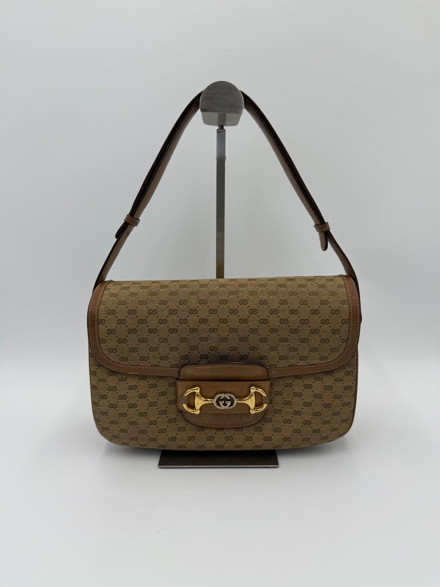 Gucci Borsa a Spalla Horsebit Vintage con Logo GG Beige - Pally Vintage Closet