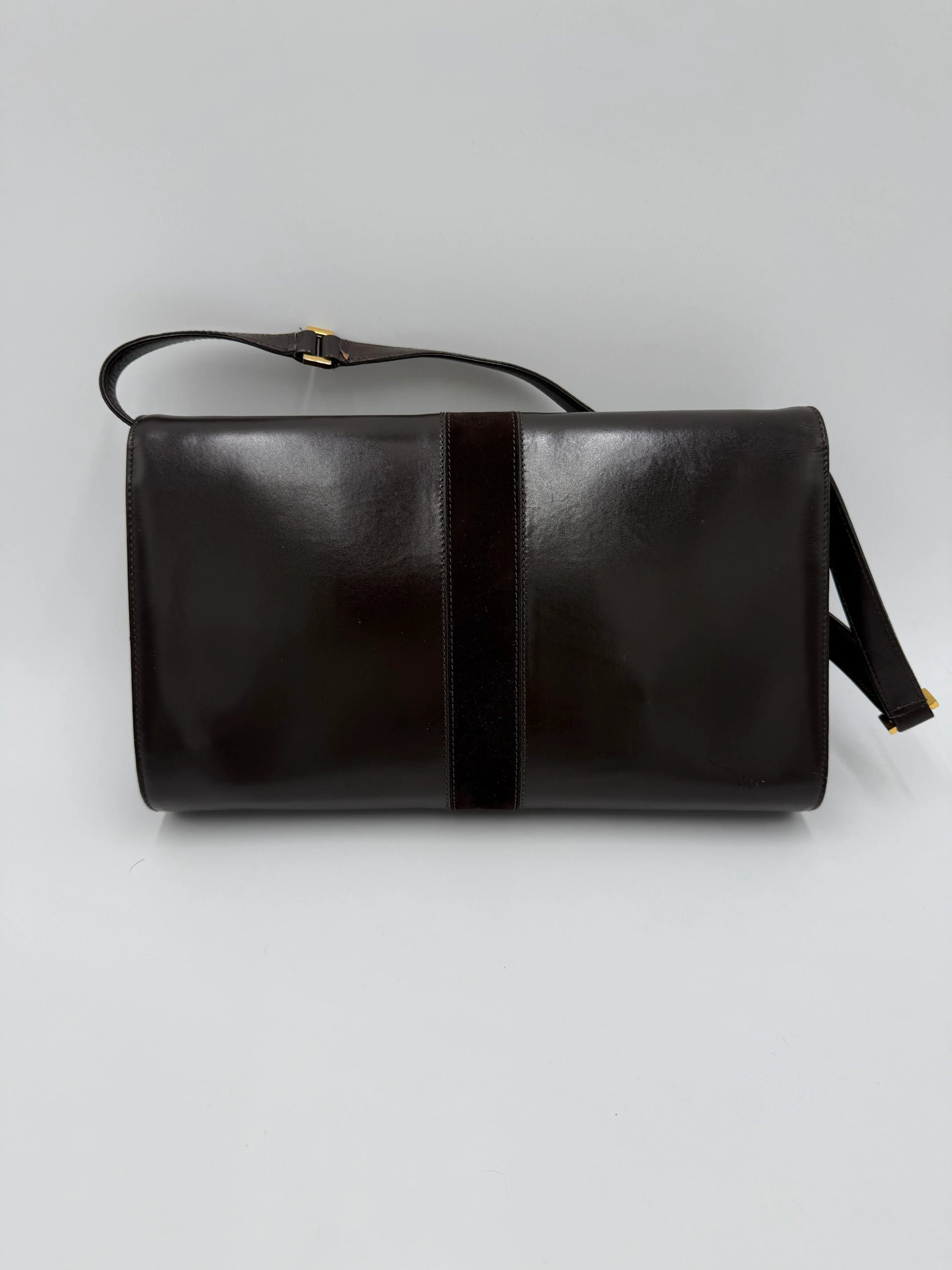 Gucci-Borsa-a-Spalla-Vintage-in-Camoscio-e-Pelle-Marrone-69515614781764 - Pally Vintage Closet