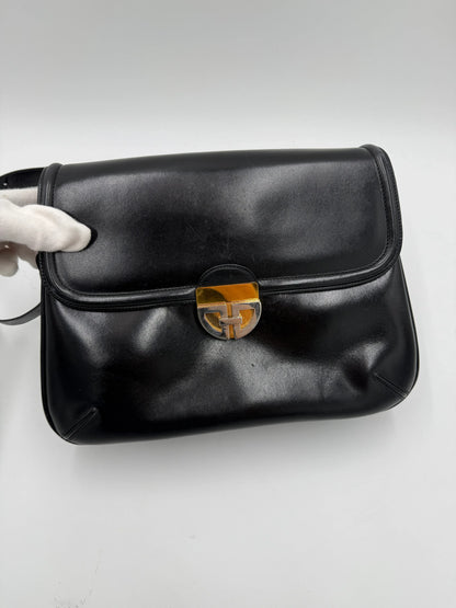 Gucci-Borsa-a-Tracolla-Vintage-in-Pelle-Liscia-Nera-69515604951364 - Pally Vintage Closet