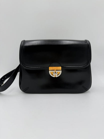 Gucci-Borsa-a-Tracolla-Vintage-in-Pelle-Liscia-Nera-69515605344580 - Pally Vintage Closet
