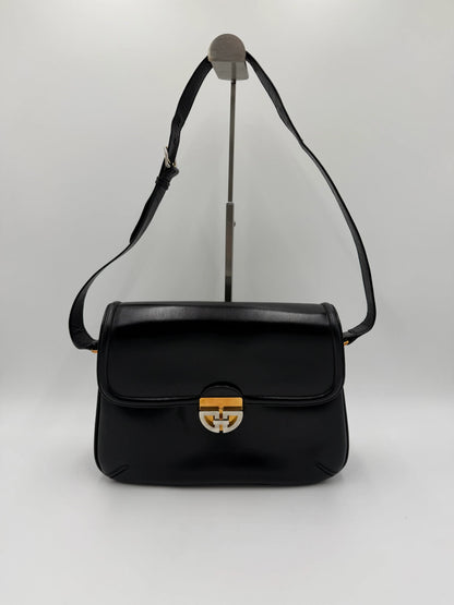 Gucci-Borsa-a-Tracolla-Vintage-in-Pelle-Liscia-Nera-69515605410116 - Pally Vintage Closet