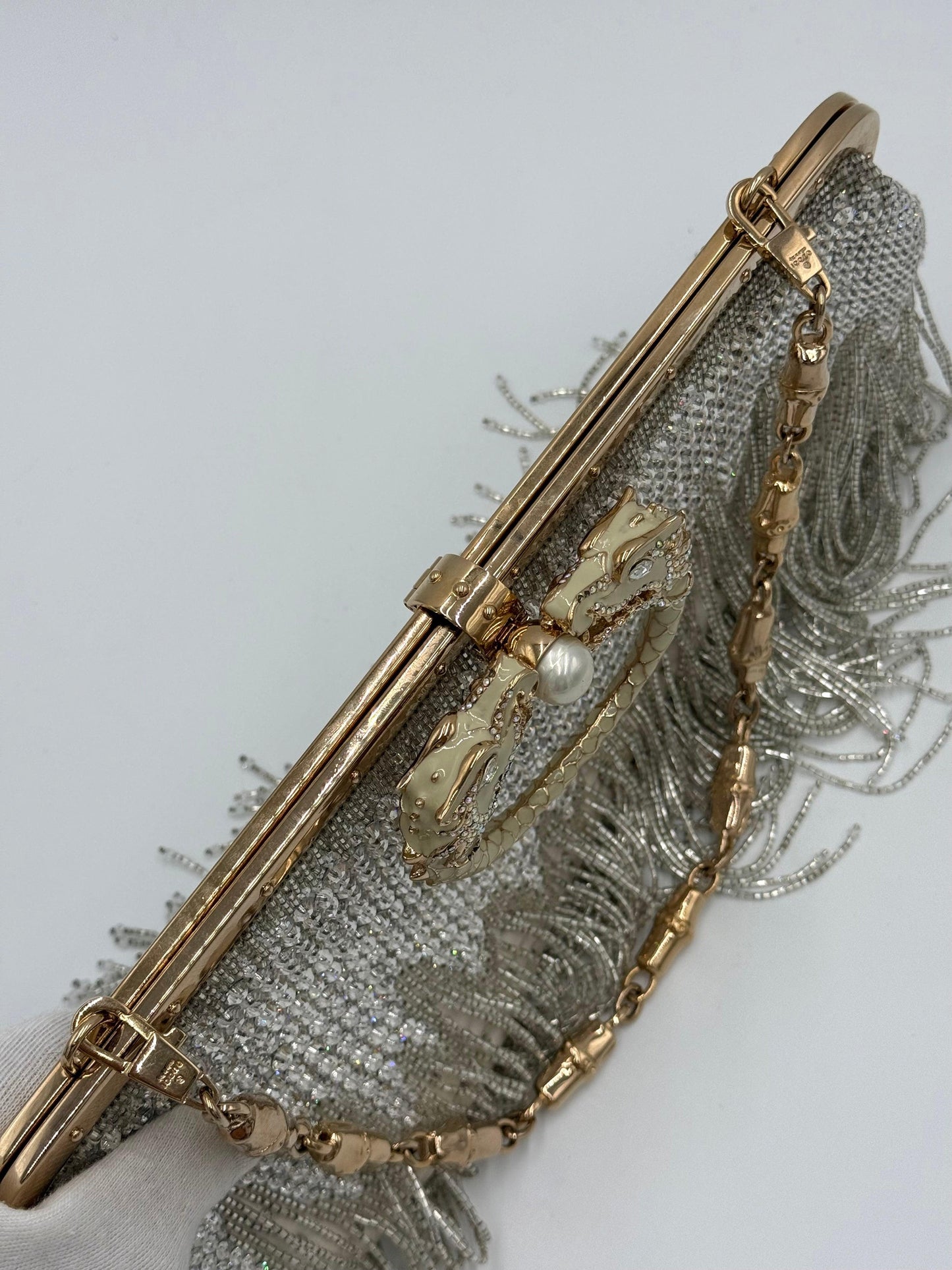 Gucci Borsa da Sera Dragon by Tom Ford in Edizione Limitata Perline Avorio - Pally Vintage Closet