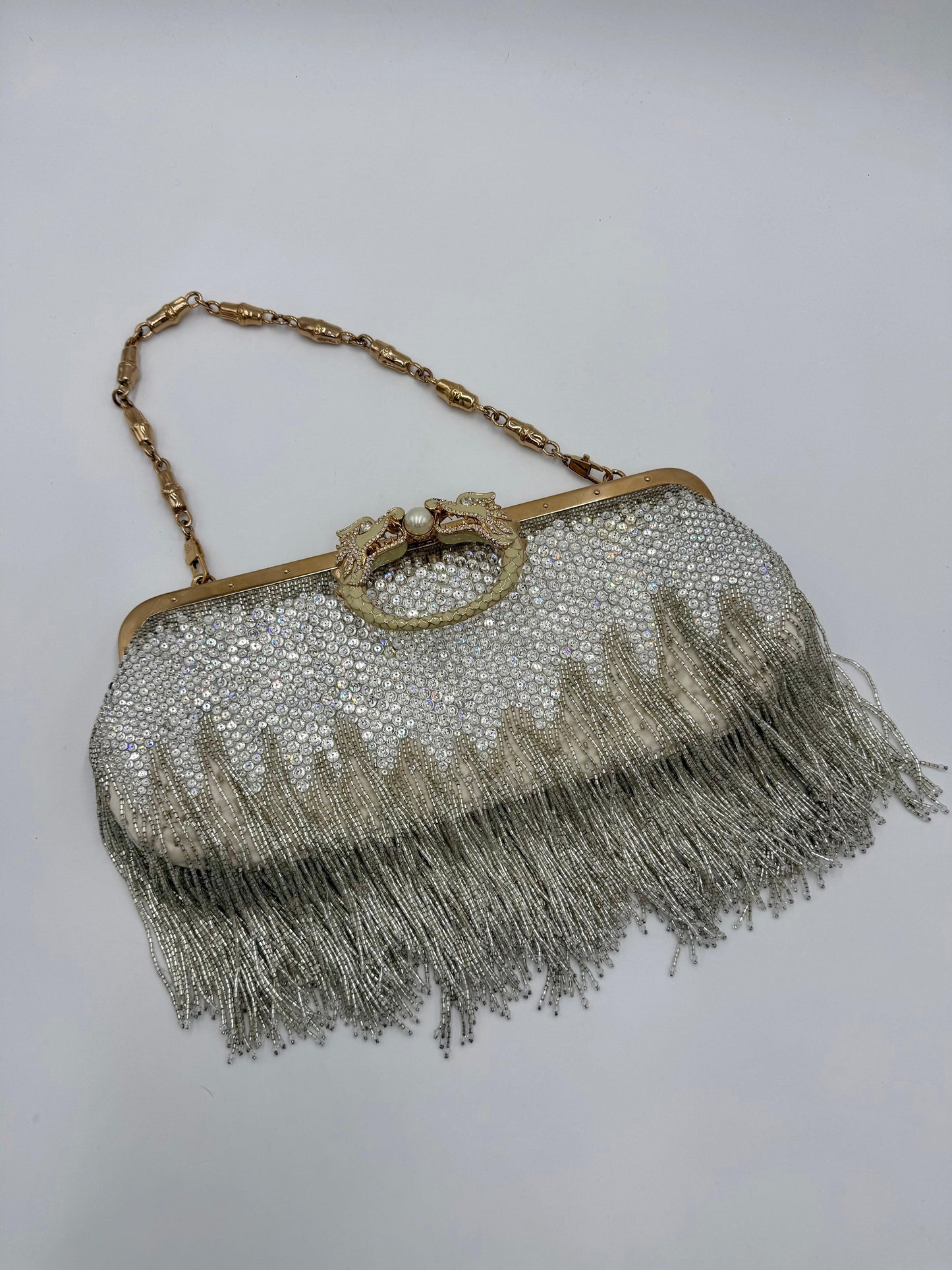 Gucci Borsa da Sera Dragon by Tom Ford in Edizione Limitata Perline Avorio - Pally Vintage Closet