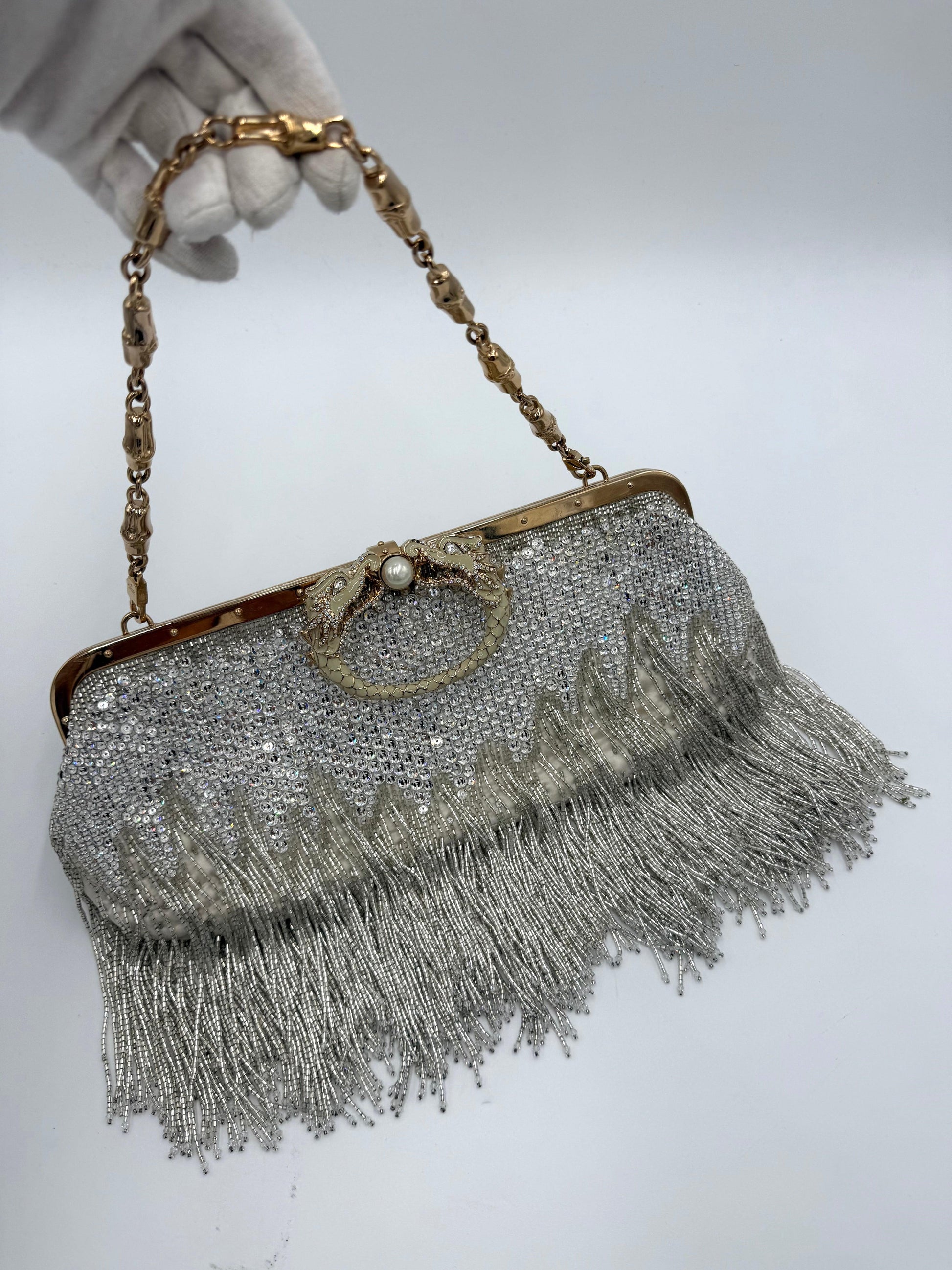 Gucci Borsa da Sera Dragon by Tom Ford in Edizione Limitata Perline Avorio - Pally Vintage Closet