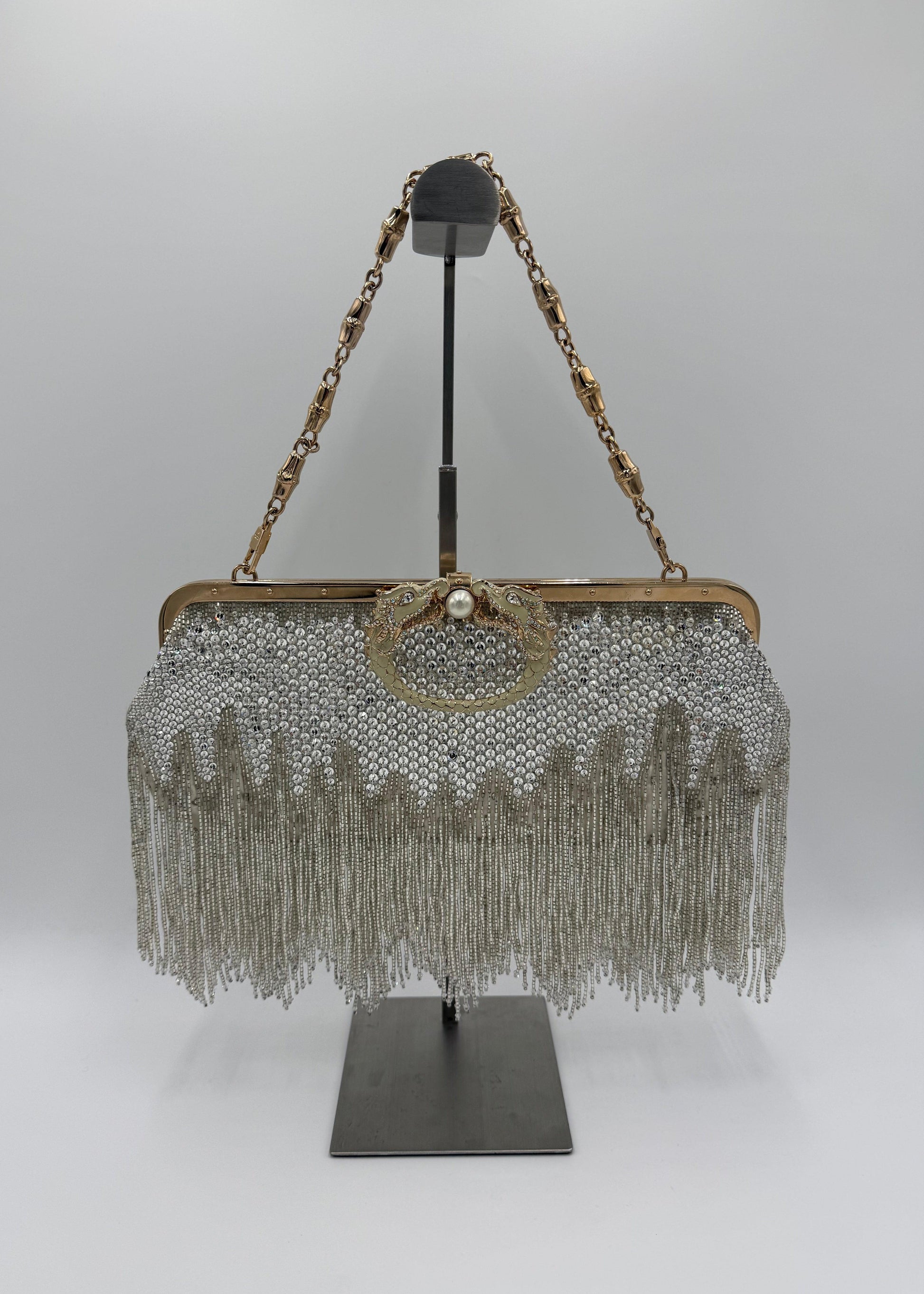 Gucci Borsa da Sera Dragon by Tom Ford in Edizione Limitata Perline Avorio - Pally Vintage Closet