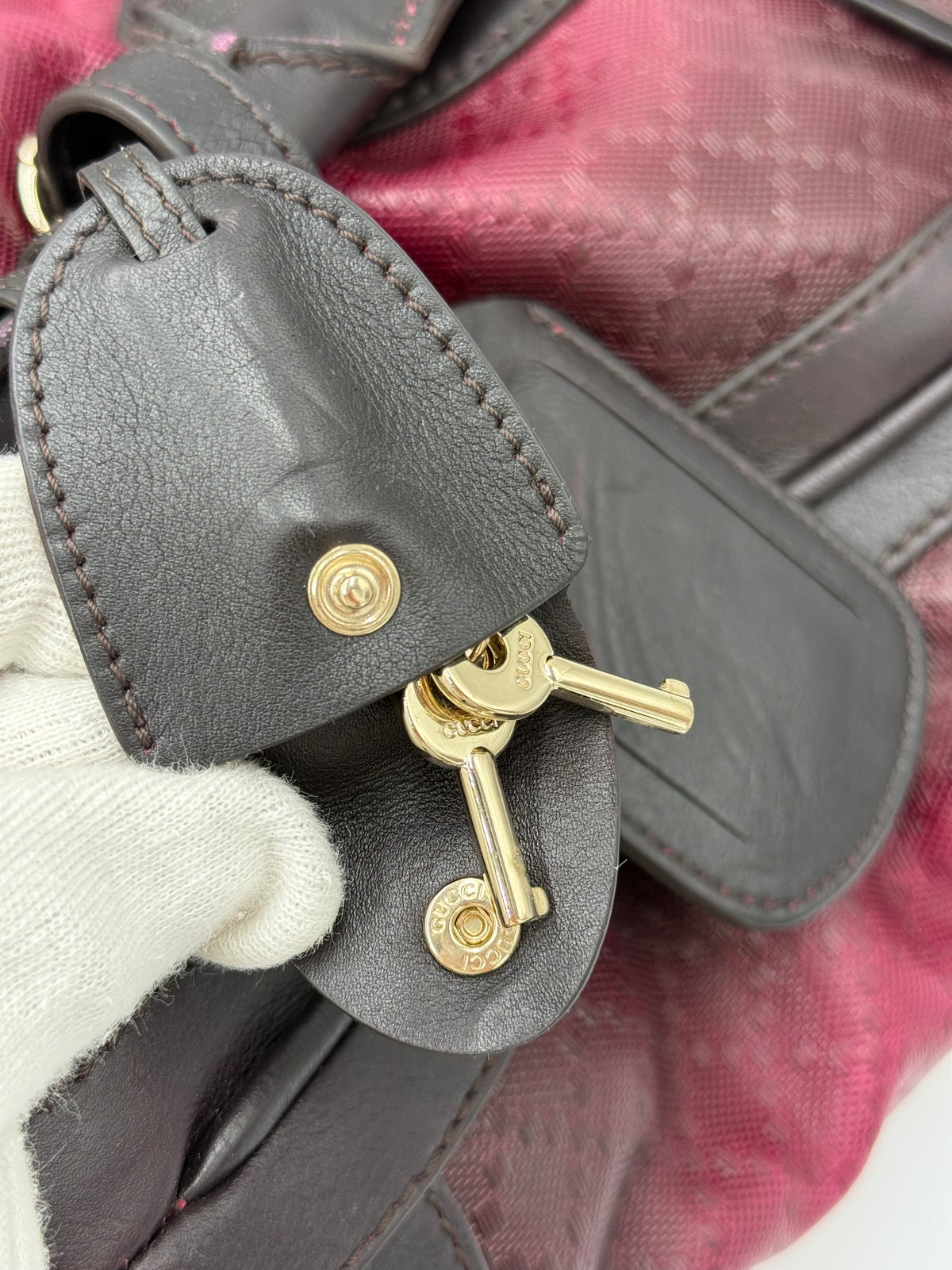 Gucci Borsone da Viaggio Firenze 1921 in Tela Jacquard Bordeaux e Pelle Marrone Scuro