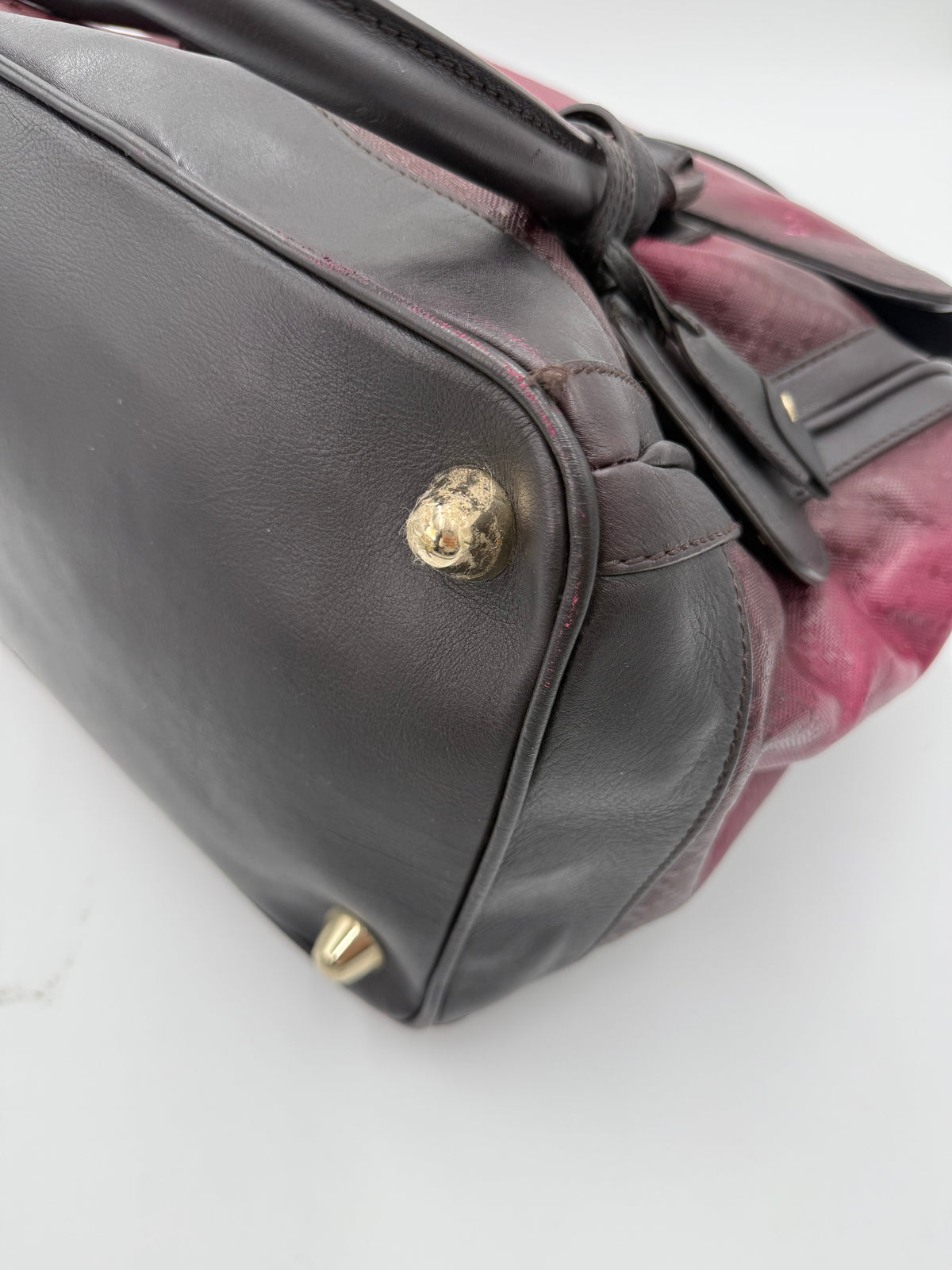 Gucci Borsone da Viaggio Firenze 1921 in Tela Jacquard Bordeaux e Pelle Marrone Scuro